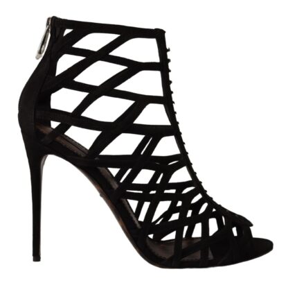 Dolce & Gabbana - Elegant Black Suede Heels Sandals