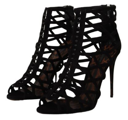 Dolce & Gabbana - Elegant Black Suede Heels Sandals