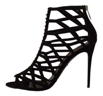 Dolce & Gabbana - Elegant Black Suede Heels Sandals