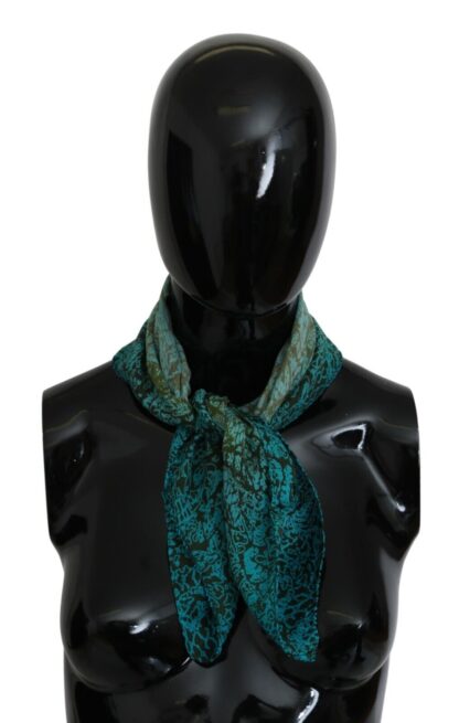 John Galliano - Elegant Blue Cotton Bandana Wrap Shawl