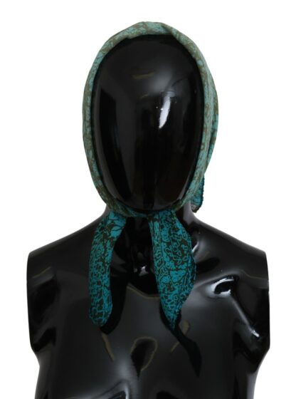 John Galliano - Elegant Blue Cotton Bandana Wrap Shawl