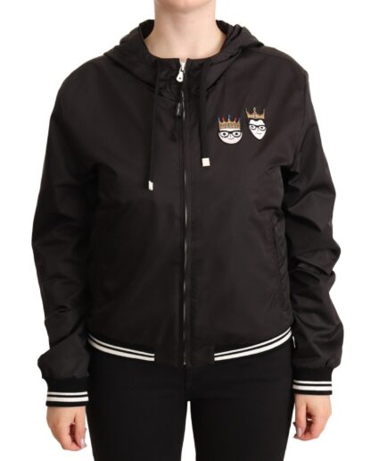 Dolce & Gabbana - Elegant Black Bomber Jacket with Hood