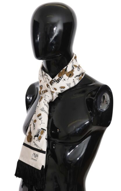 Dolce & Gabbana - Silken Fringe Scarf with Instrument Print