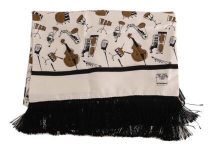 Dolce & Gabbana - Silken Fringe Scarf with Instrument Print