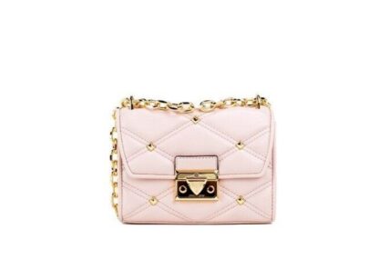 Michael Kors - Serena Small Smooth Pink Vegan Leather Studded Flap Crossbody Bag