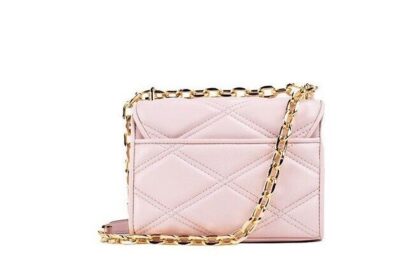 Michael Kors - Serena Small Smooth Pink Vegan Leather Studded Flap Crossbody Bag