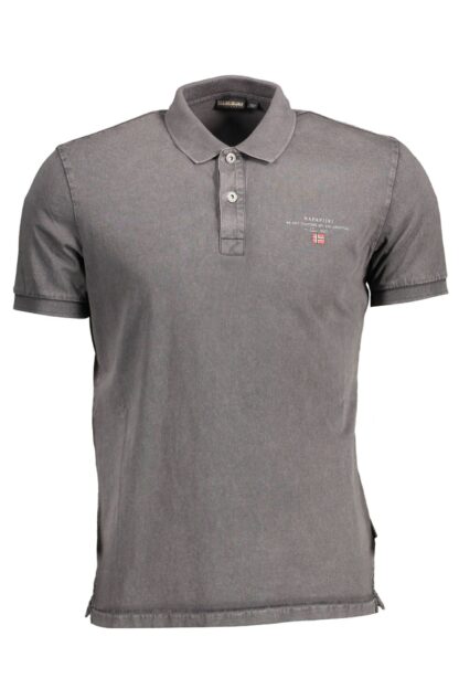 Napapijri - Gray Cotton Men Polo Shirt