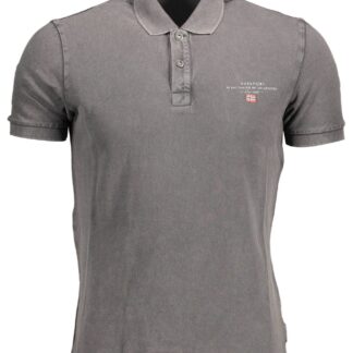 Napapijri - Gray Cotton Men Polo Shirt