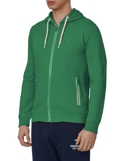 Fred Mello - Chic Green Cotton Hooded Sweatshirt with Zip Closure