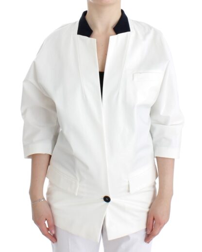 Andrea Pompilio - Chic White Cotton Blend Blazer