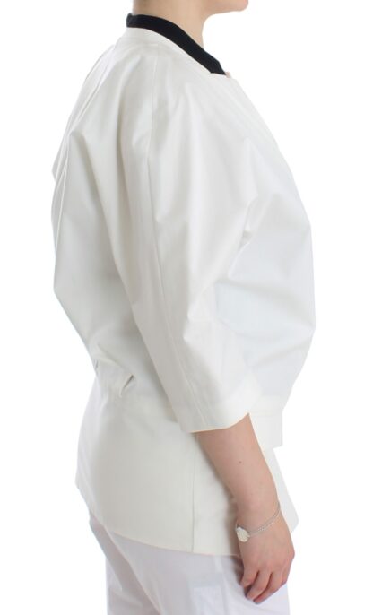 Andrea Pompilio - Chic White Cotton Blend Blazer