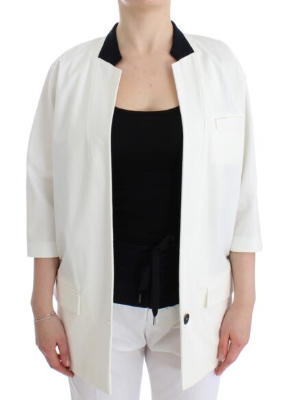 Andrea Pompilio - Chic White Cotton Blend Blazer