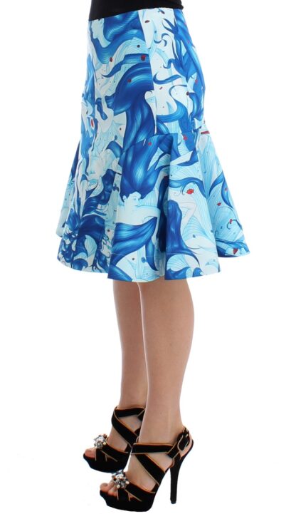 Koonhor - Elegant Fresco-Print Knee-Length Skirt