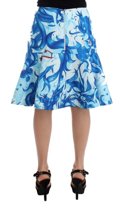 Koonhor - Elegant Fresco-Print Knee-Length Skirt