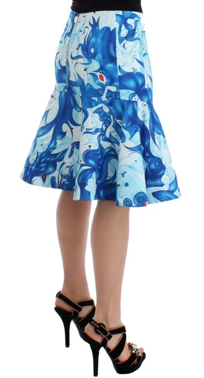 Koonhor - Elegant Fresco-Print Knee-Length Skirt