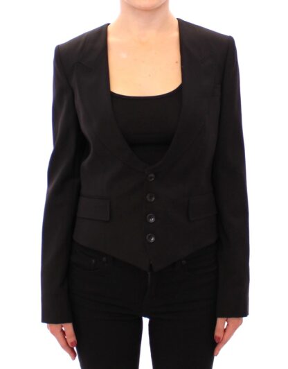 Dolce & Gabbana - Elegant Silk-Blend Black Blazer with Scarf Back Detail