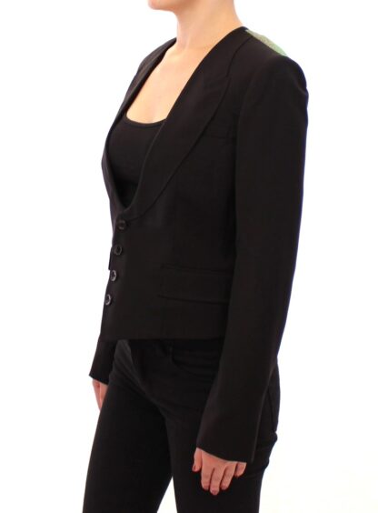 Dolce & Gabbana - Elegant Silk-Blend Black Blazer with Scarf Back Detail