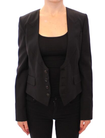 Dolce & Gabbana - Elegant Silk-Blend Black Blazer with Scarf Back Detail