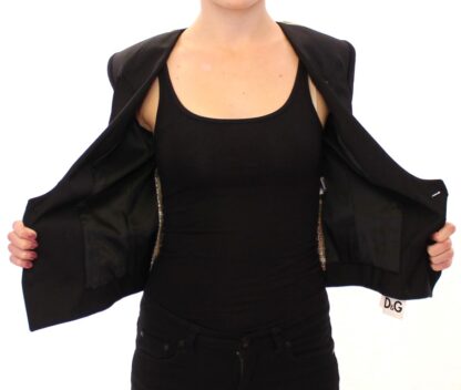 Dolce & Gabbana - Elegant Silk-Blend Black Blazer with Scarf Back Detail