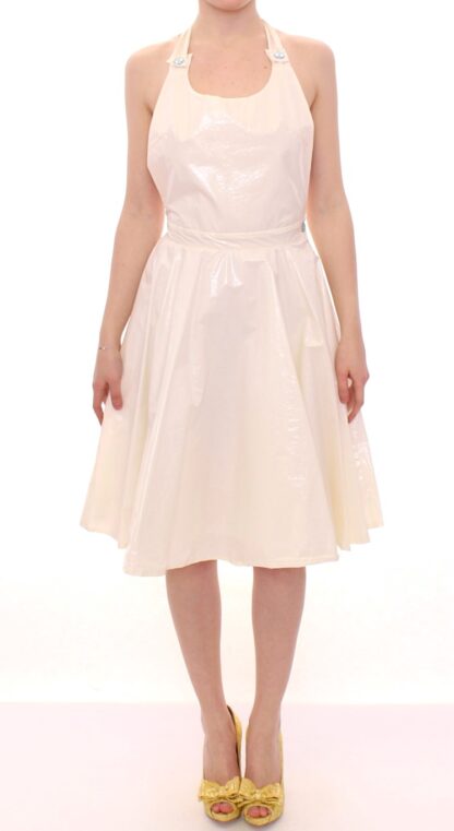 Licia Florio - Elegant White Tea Halterneck Dress