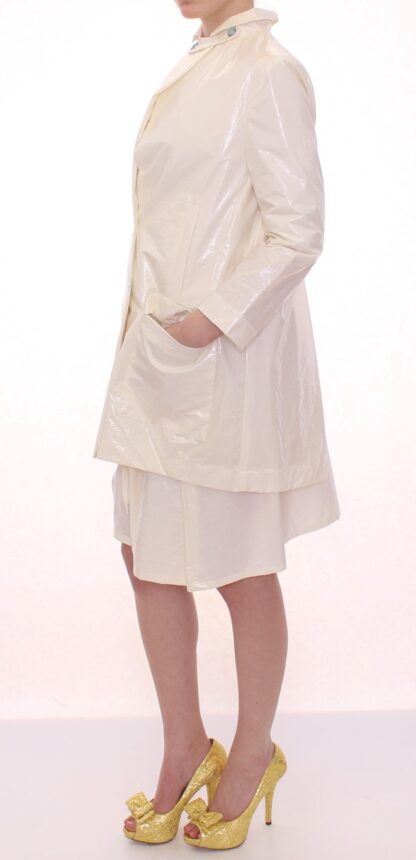 Licia Florio - Elegant White Button Front Jacket Coat