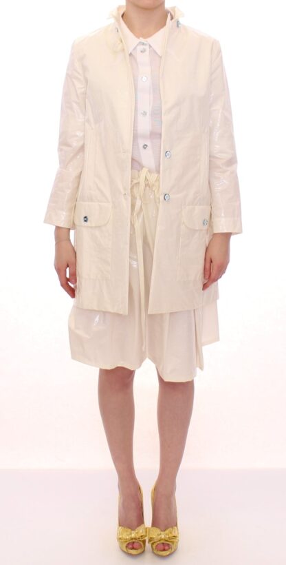 Licia Florio - Elegant White Button Front Jacket Coat