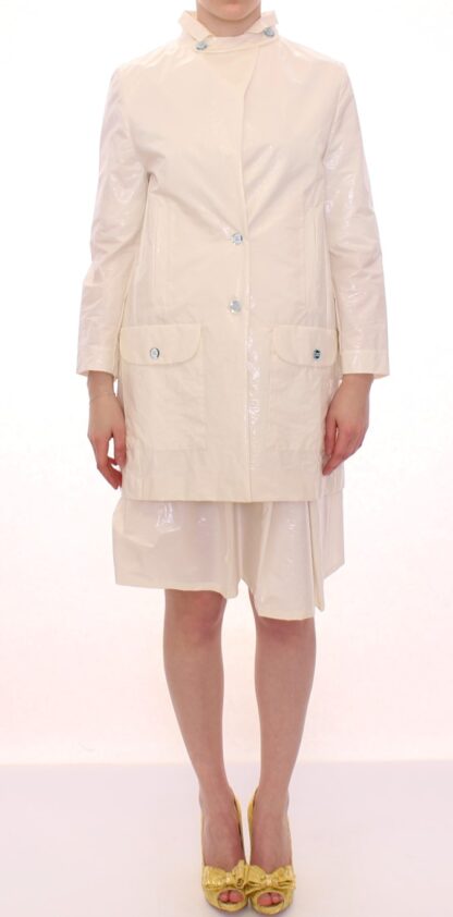 Licia Florio - Elegant White Button Front Jacket Coat