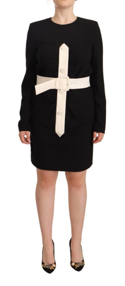 Givenchy - Elegant Black Wool Mini Dress with Belt