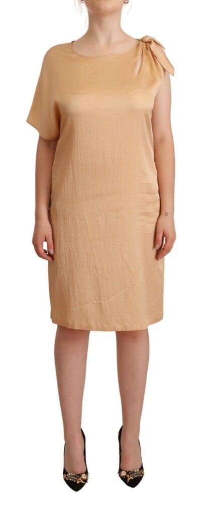 Moschino - Elegant One-Sleeve Beige Shift Dress