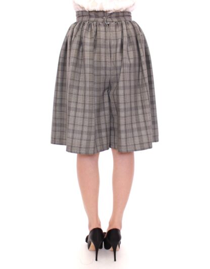 NOEMI ALEMÁN - Elegant Gray Checkered Wool Shorts Skirt