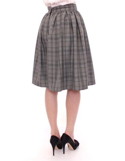 NOEMI ALEMÁN - Elegant Gray Checkered Wool Shorts Skirt