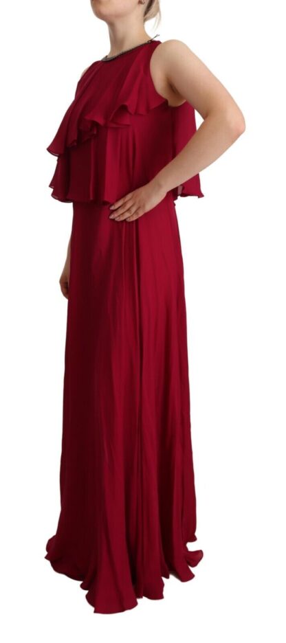 PLEIN SUD - Elegant Silk Sleeveless Ruffled Maxi Dress