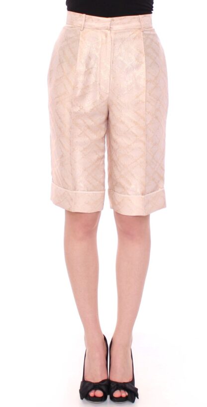 Zeyneptosun - Exclusive Beige Brocade Above Knee Shorts