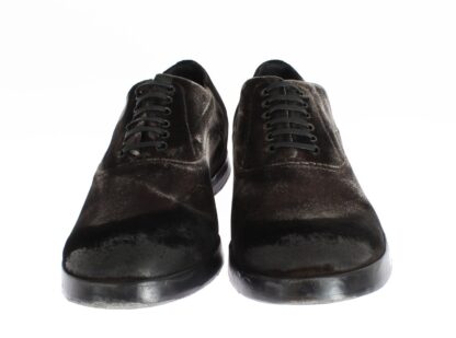 Dolce & Gabbana - Elegant Brown Velvet Vintage Lace-Up Shoes