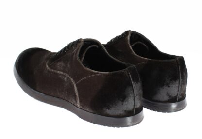 Dolce & Gabbana - Elegant Brown Velvet Vintage Lace-Up Shoes