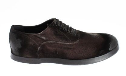 Dolce & Gabbana - Elegant Brown Velvet Vintage Lace-Up Shoes