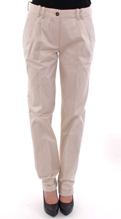 Dolce & Gabbana - Elegant Beige Regular Fit Cotton Pants