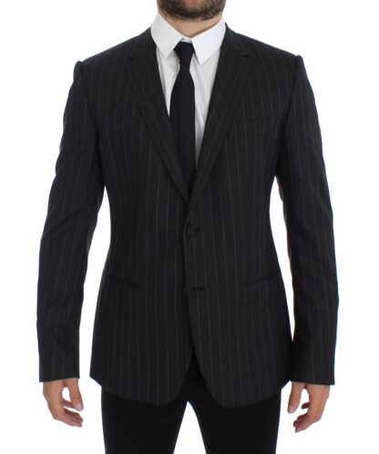 Dolce & Gabbana - Chic Gray Striped Wool Blazer Jacket