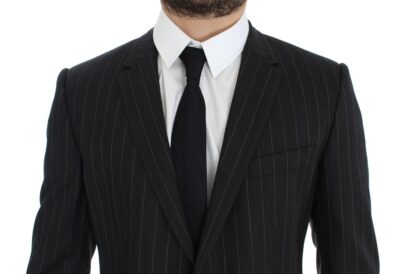 Dolce & Gabbana - Chic Gray Striped Wool Blazer Jacket