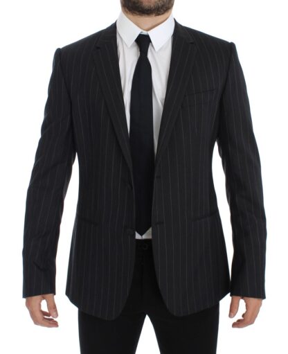 Dolce & Gabbana - Chic Gray Striped Wool Blazer Jacket