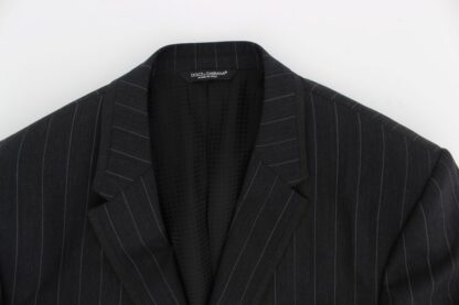 Dolce & Gabbana - Chic Gray Striped Wool Blazer Jacket