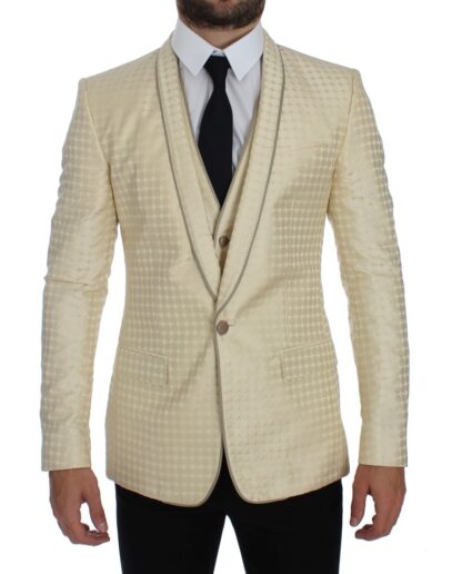 Dolce & Gabbana - Sophisticated Beige Polka Dotted Blazer & Vest