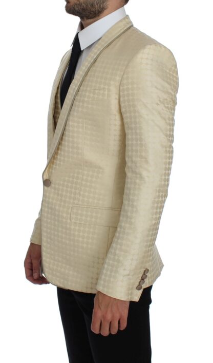 Dolce & Gabbana - Sophisticated Beige Polka Dotted Blazer & Vest