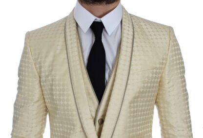 Dolce & Gabbana - Sophisticated Beige Polka Dotted Blazer & Vest