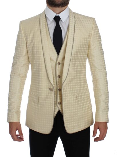 Dolce & Gabbana - Sophisticated Beige Polka Dotted Blazer & Vest