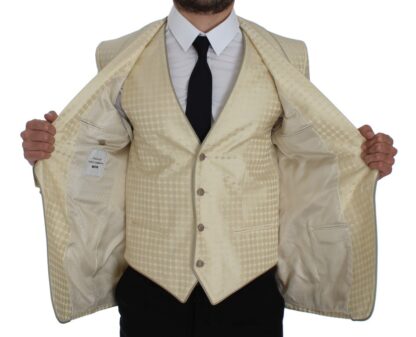 Dolce & Gabbana - Sophisticated Beige Polka Dotted Blazer & Vest