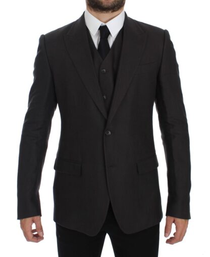 Dolce & Gabbana - Elegant Gray Linen Slim Fit Blazer and Vest