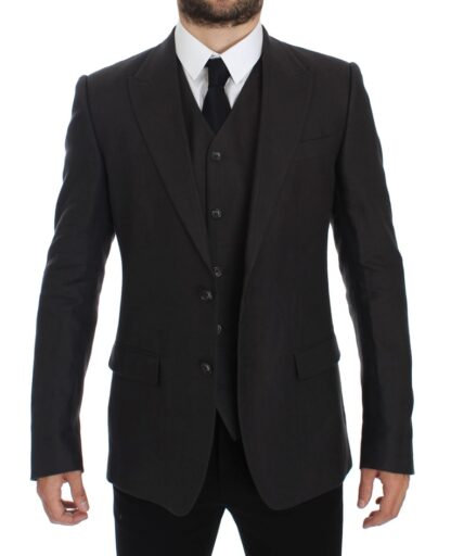 Dolce & Gabbana - Elegant Gray Linen Slim Fit Blazer and Vest