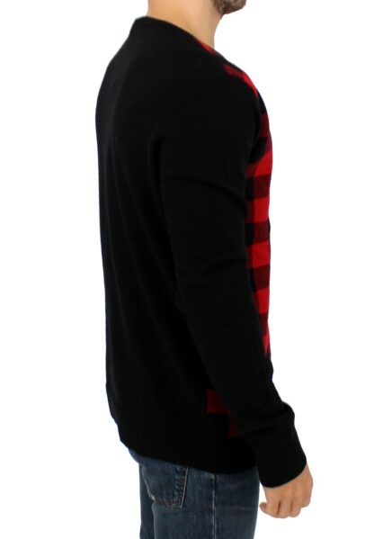 Costume National - Chic Red & Black Checkered Wool Crewneck Sweater