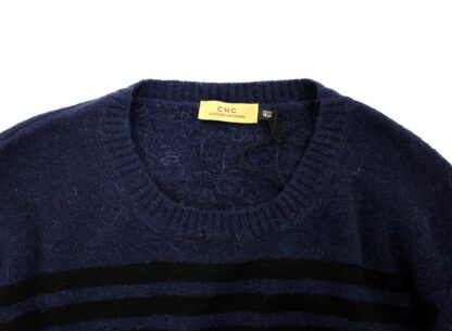 Costume National - Chic Blue Striped Crewneck Sweater Pullover